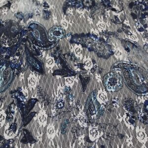 Δαντέλα ελαστική λευκή με μπλε αποχρώσεις