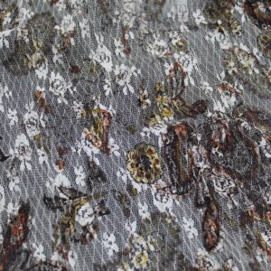 Δαντέλα ελαστική λευκή με καφέ αποχρώσεις